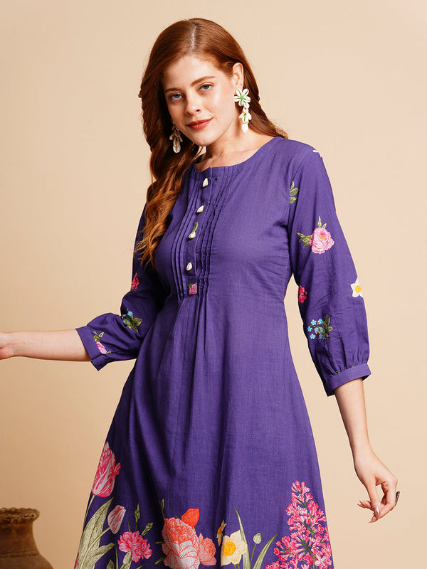 Floral Coined A-Line Kurta Set-2