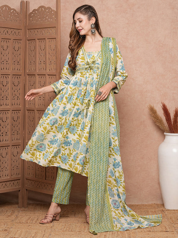 Floral Mirror Embroidered Kurta Set-1